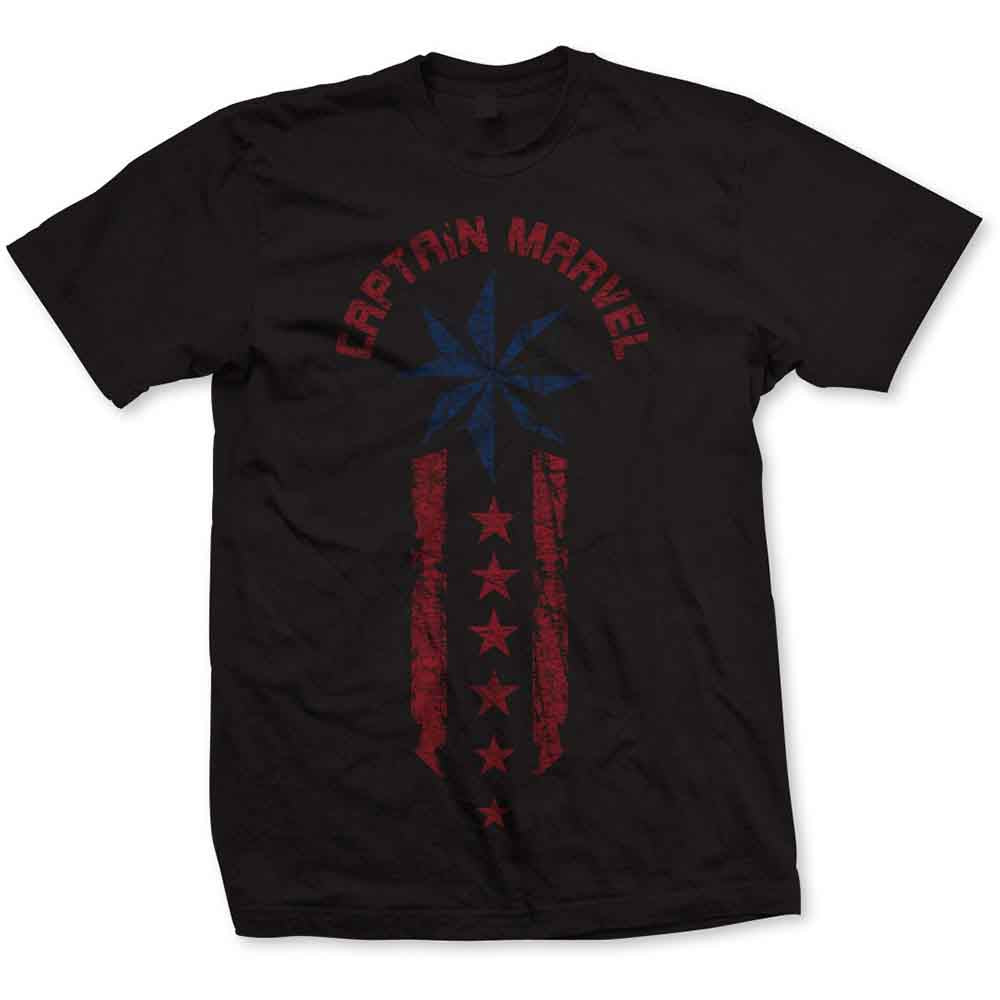 Marvel Comics Captain Marvel Star Stripe [T-Shirt] Black