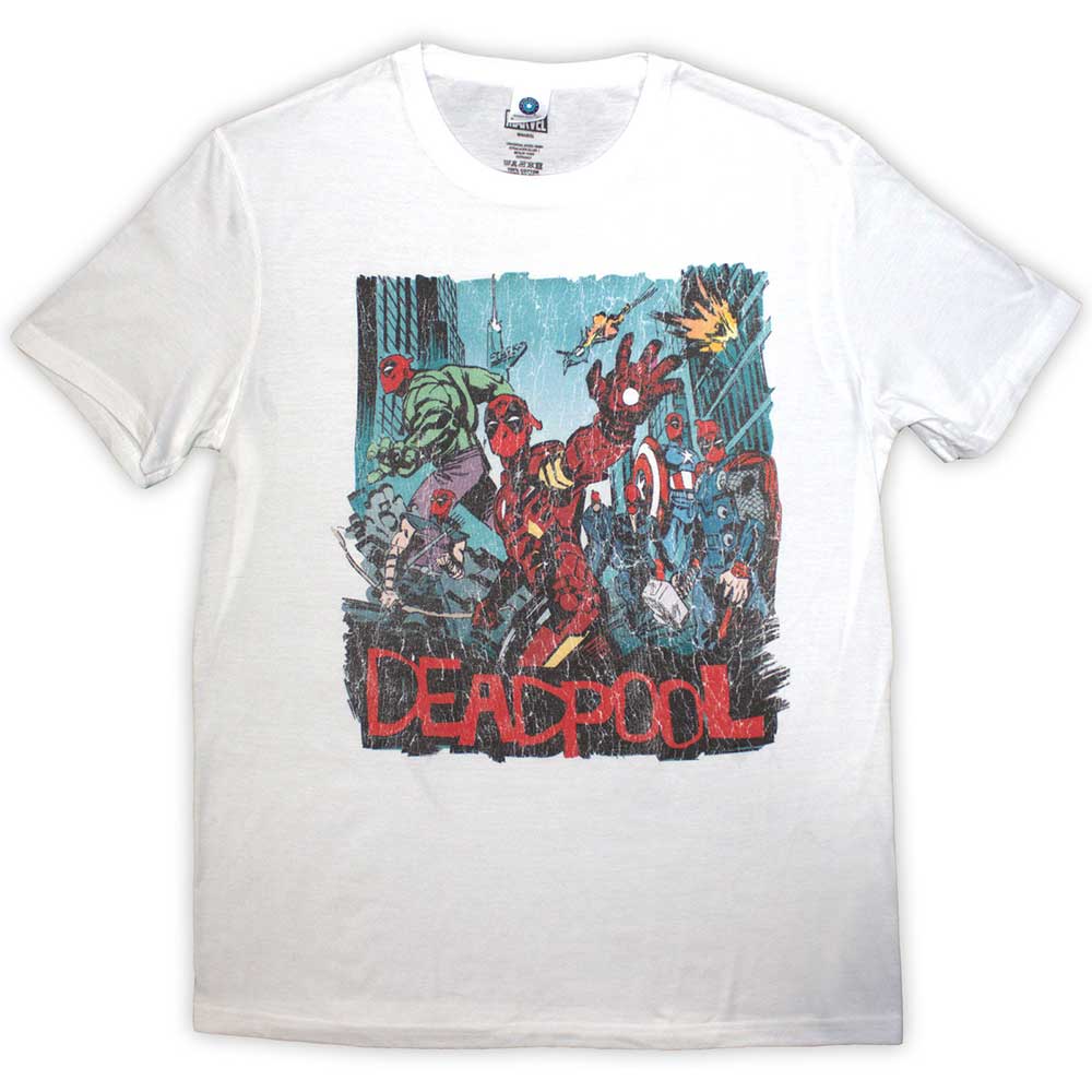 Marvel Comics Deadpool Hero Scene Vintage [T-Shirt] White