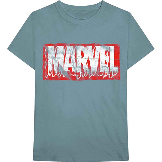 Marvel Comics Distressed Dripping Logo [T-Shirt] Blue
