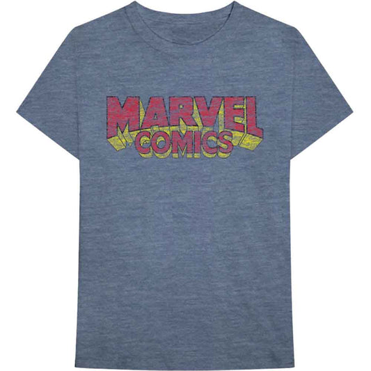 Marvel Comics Distressed Logo [T-Shirt] Blue