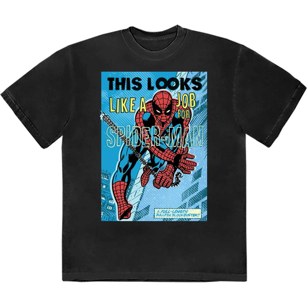 Marvel Comics Looks Like A Job For Spiderman [T-Shirt] Black