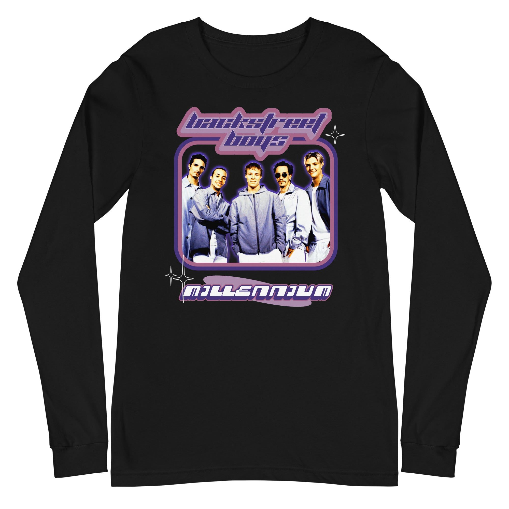 MerchMoment Backstreet Boys - Purple Y2K Long Sleeve T-Shirt [Apparel] Black