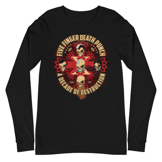 MERCHMOMENT Five Finger Death Punch - Decade of Destruction Long Sleeve T-Shirt [Apparel] - Rock Band Apparel