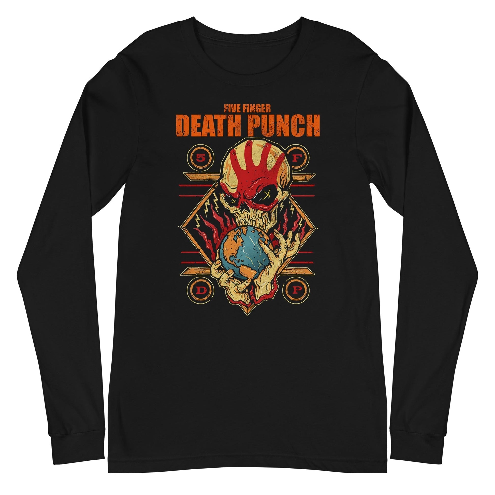 MERCHMOMENT Five Finger Death Punch - Hand Skull Logo Long Sleeve T-Shirt [Apparel] - Rock Band Apparel