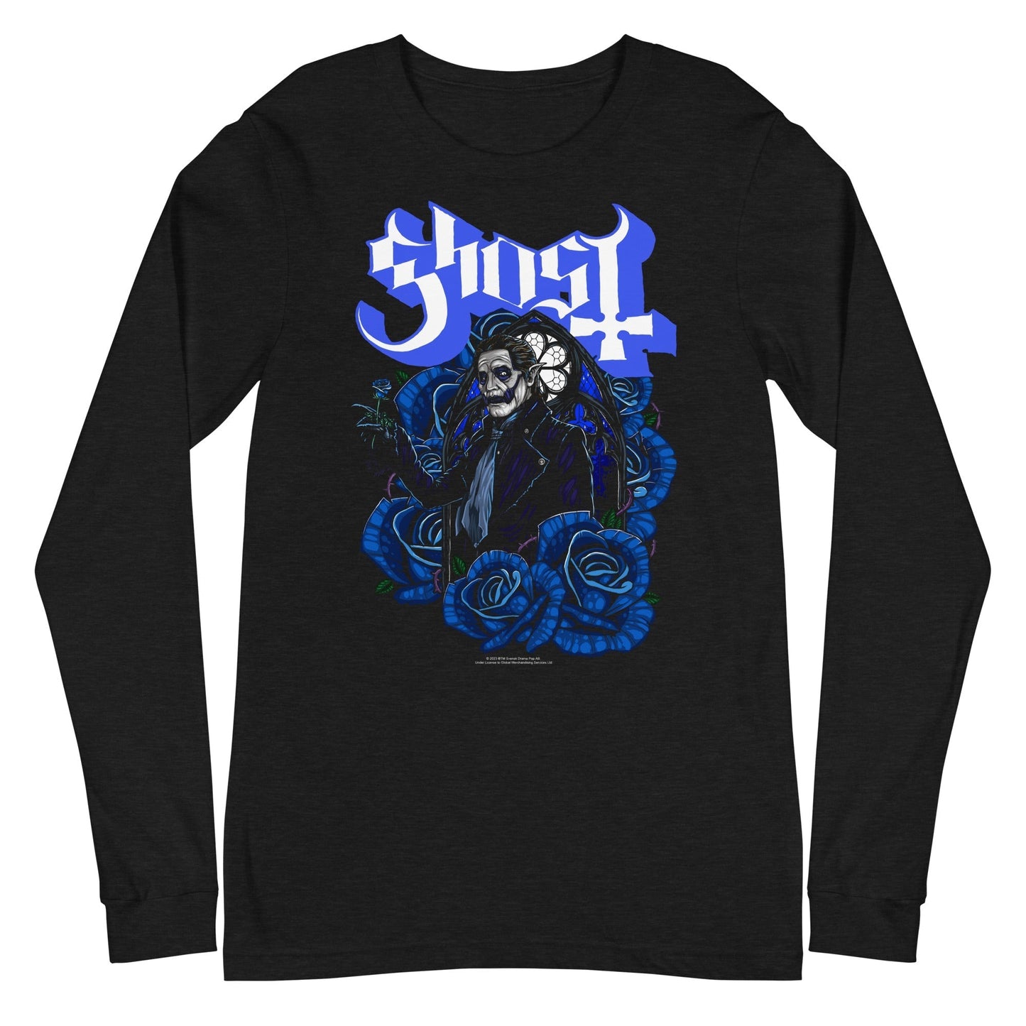 MerchMoment Ghost - Blue Roses Long Sleeve T-Shirt [Apparel] Black