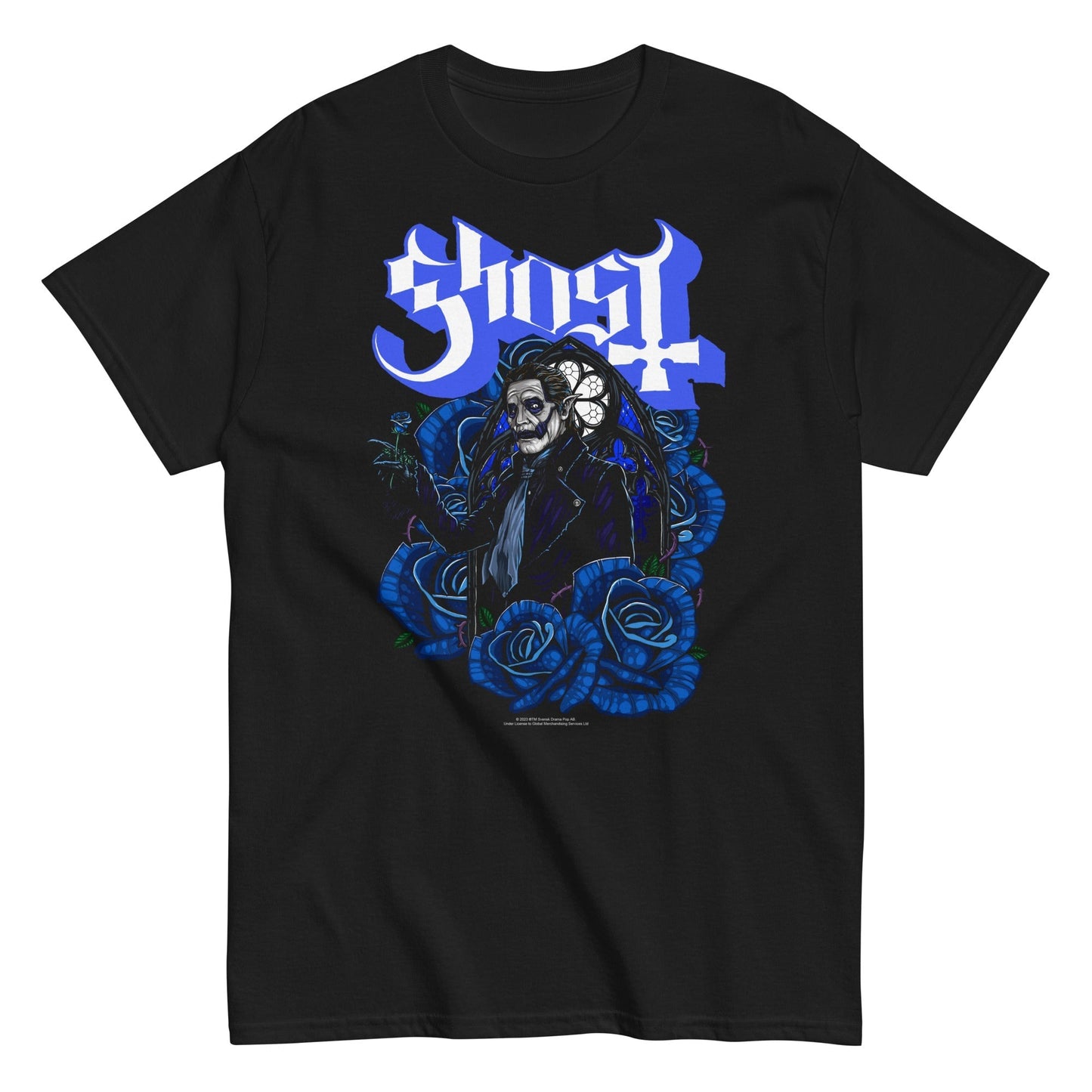 MerchMoment Ghost - Blue Roses T-Shirt [Apparel] Black