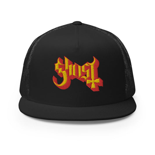 MERCHMOMENT Ghost Embroidered Logo Trucker Hat [Apparel] - Rock Band Apparel