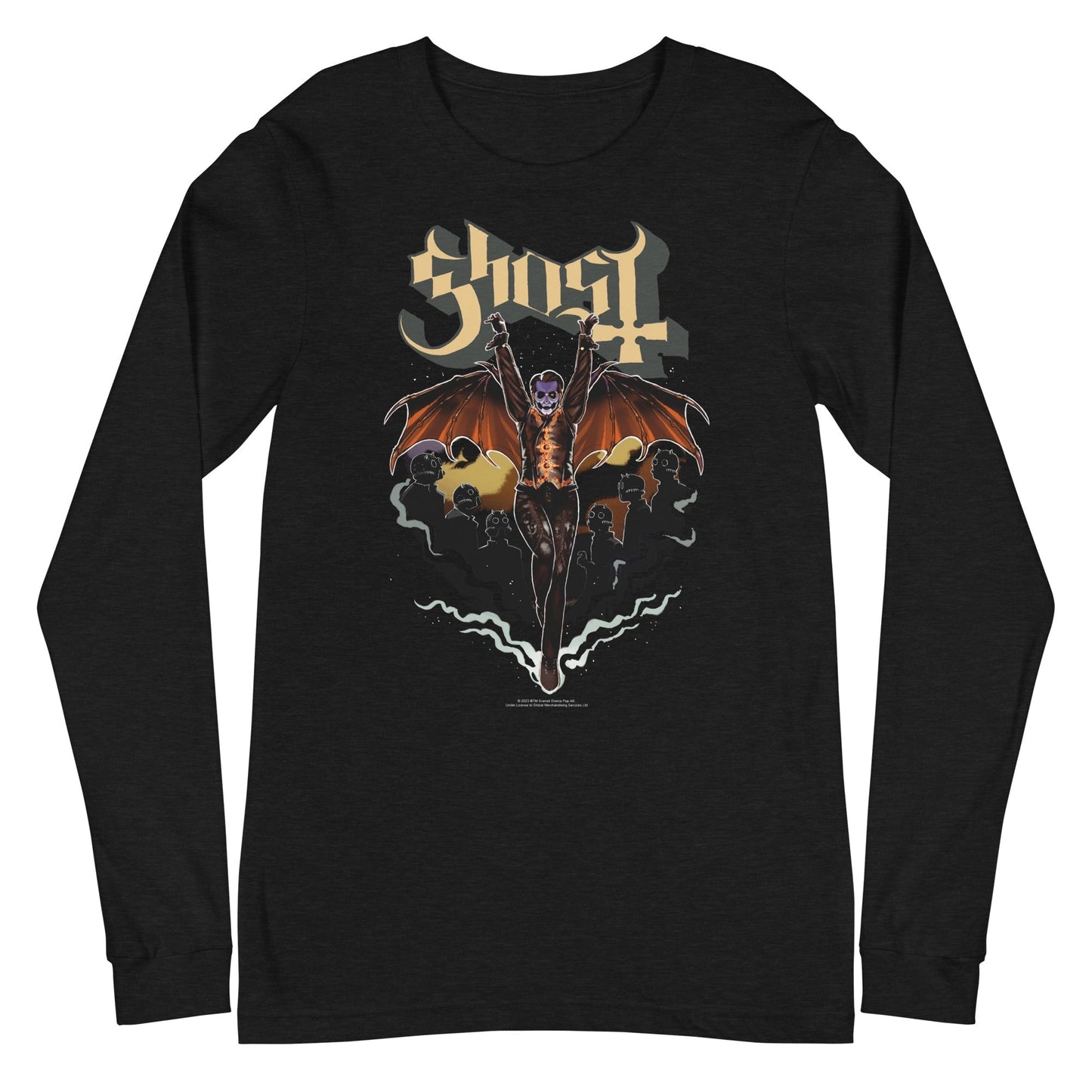 MerchMoment Ghost - Fly Over Long Sleeve T-Shirt [Apparel] Black