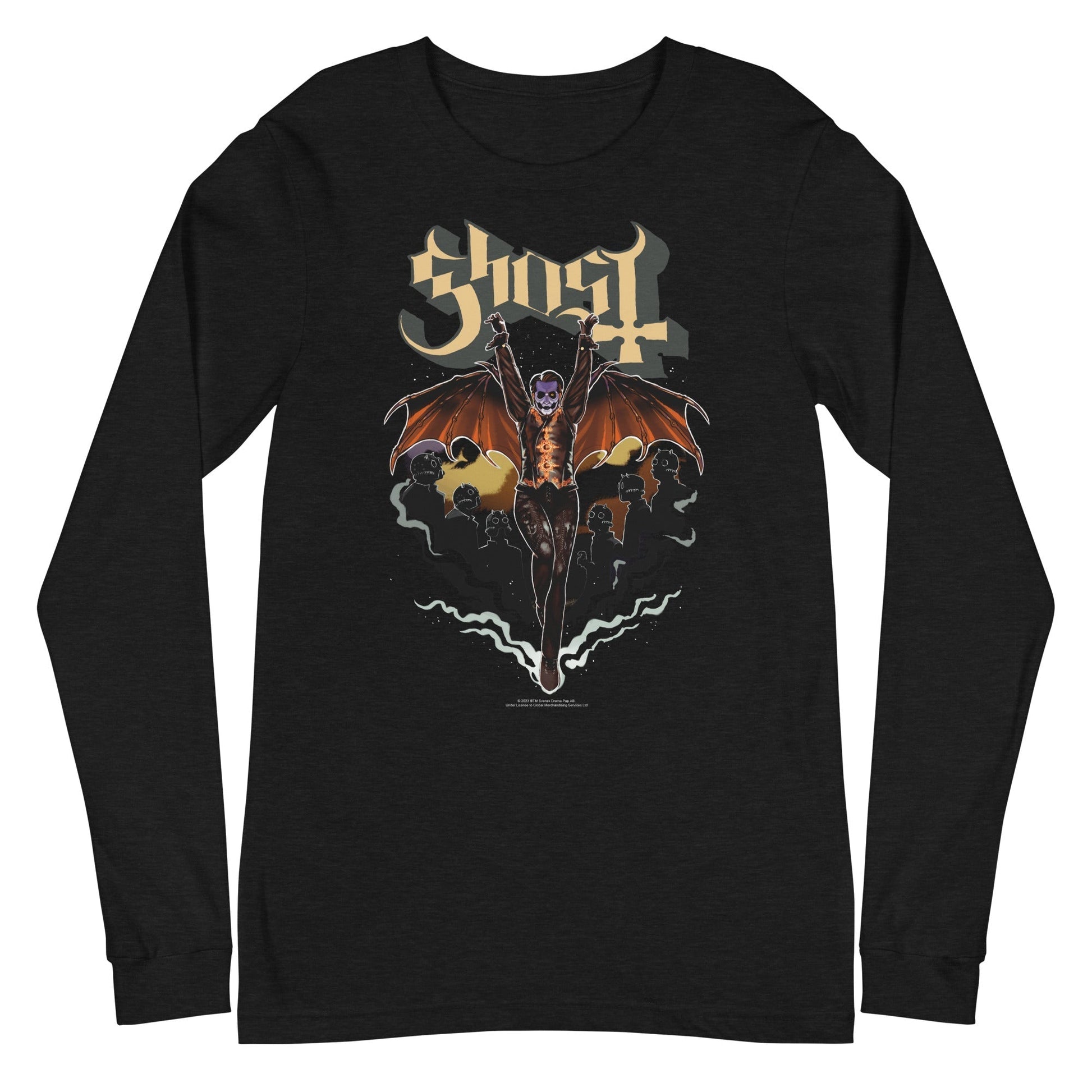 MerchMoment Ghost - Fly Over Long Sleeve T-Shirt [Apparel] Black