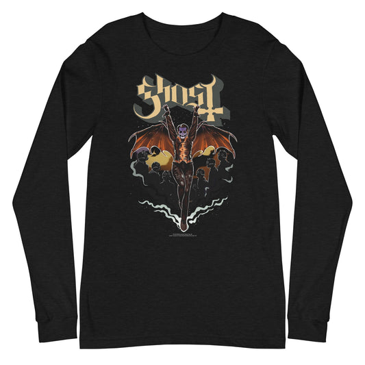 MerchMoment Ghost - Fly Over Long Sleeve T-Shirt [Apparel] Black