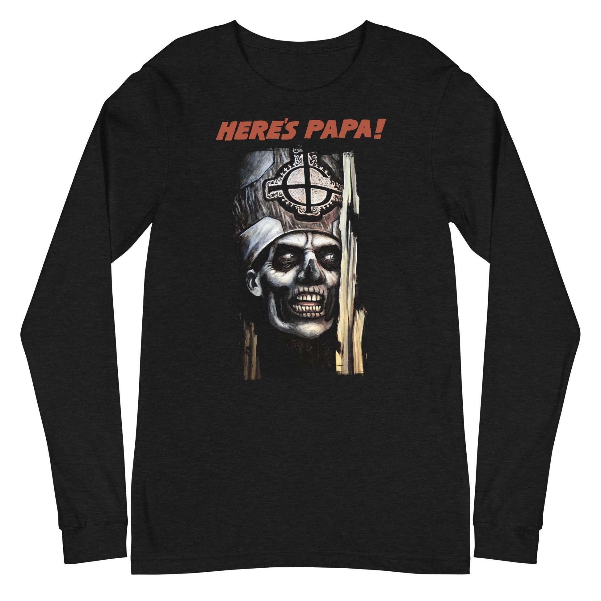 MerchMoment Ghost - Here's Papa Long Sleeve T-Shirt [Apparel] Black