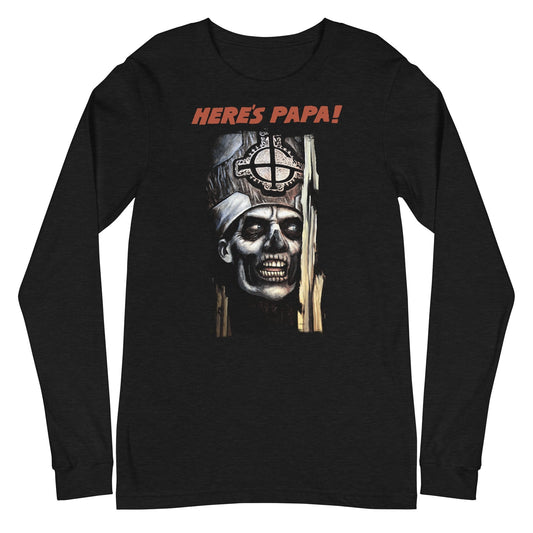 MerchMoment Ghost - Here's Papa Long Sleeve T-Shirt [Apparel] Black