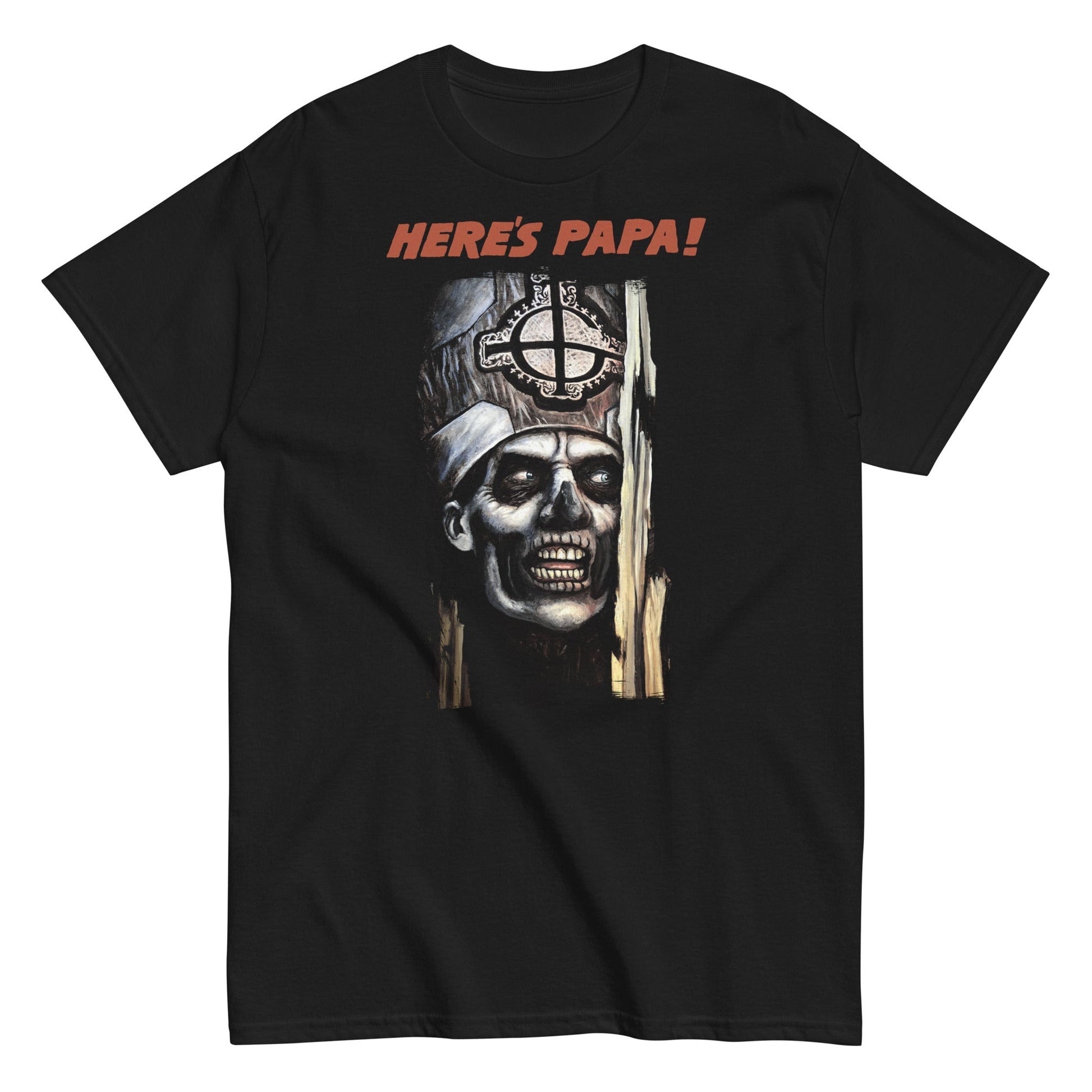 MerchMoment Ghost - Here's Papa T-Shirt [Apparel] Black