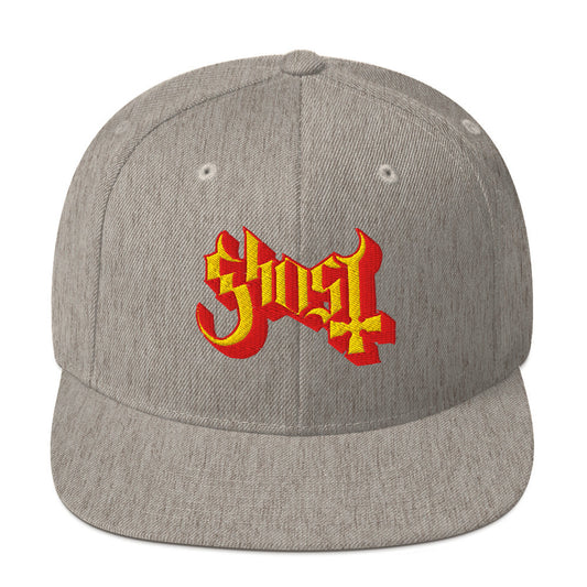 MERCHMOMENT Ghost Logo Embroidered Snapback Hat [Hat] - Rock Band Apparel