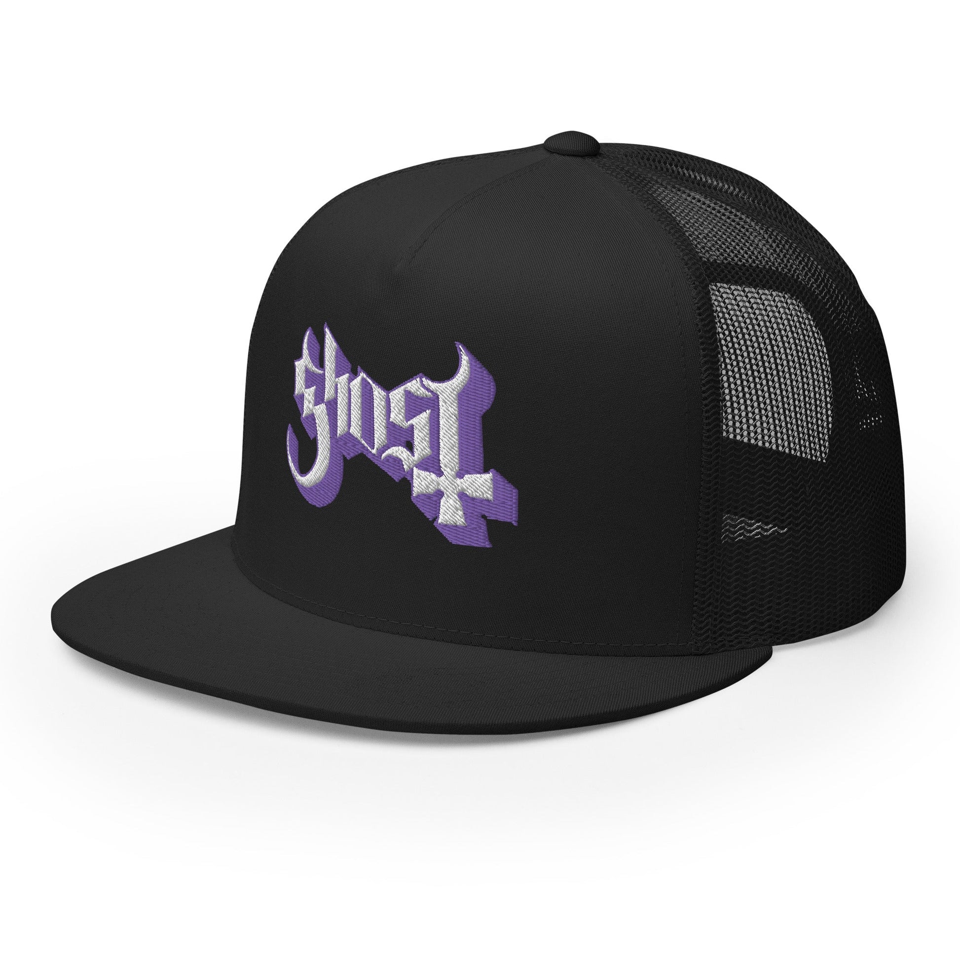 MERCHMOMENT Ghost Purple Logo Embroidered Trucker Hat [Apparel] - Rock Band Apparel