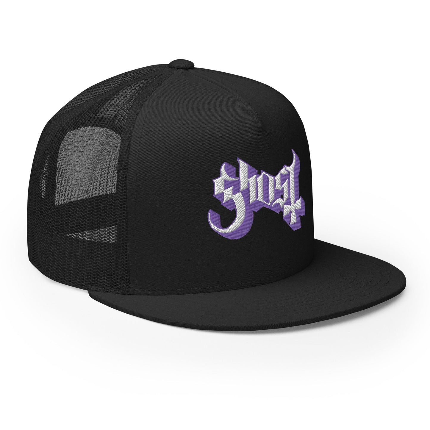 MERCHMOMENT Ghost Purple Logo Embroidered Trucker Hat [Apparel] - Rock Band Apparel