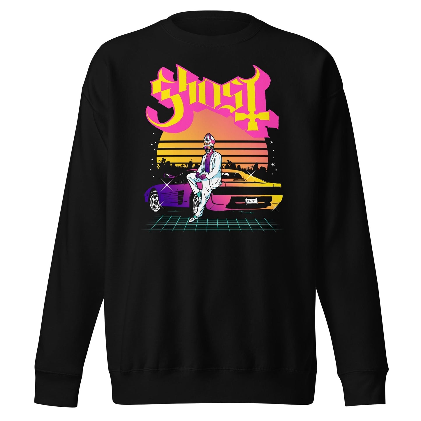 MerchMoment Ghost - Sunset Car Sweatshirt [Apparel] Black