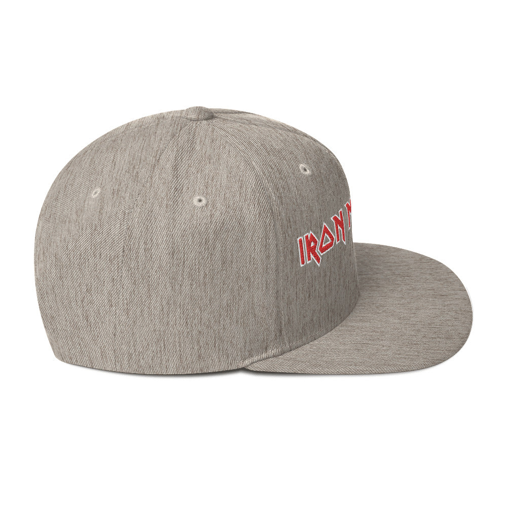 MERCHMOMENT Iron Maiden Classic Logo Grey Embroidered Snap Back Hat [Apparel] - Rock Band Apparel