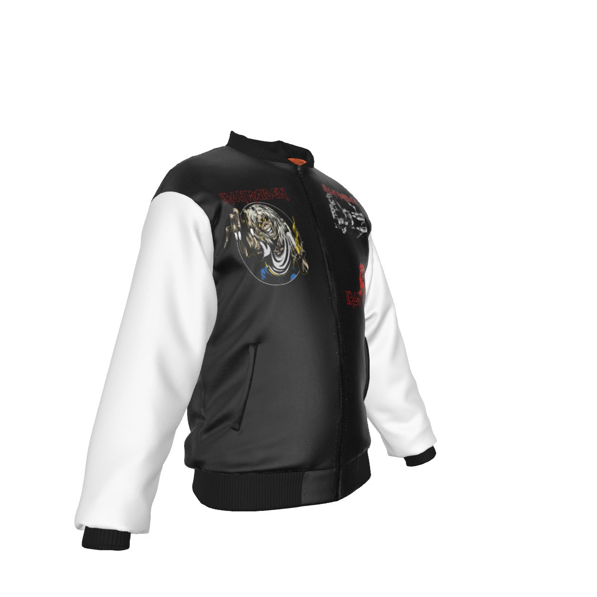 MERCHMOMENT Iron Maiden Tres Logos Bomber Jacket [Jacket] - Rock Band Apparel