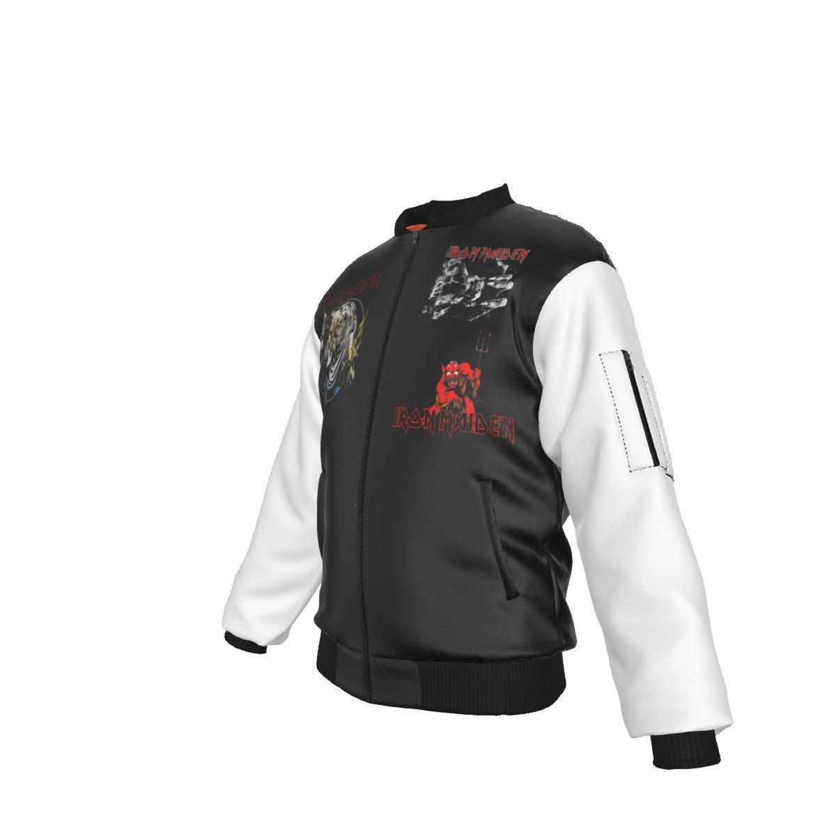 MERCHMOMENT Iron Maiden Tres Logos Bomber Jacket [Jacket] - Rock Band Apparel