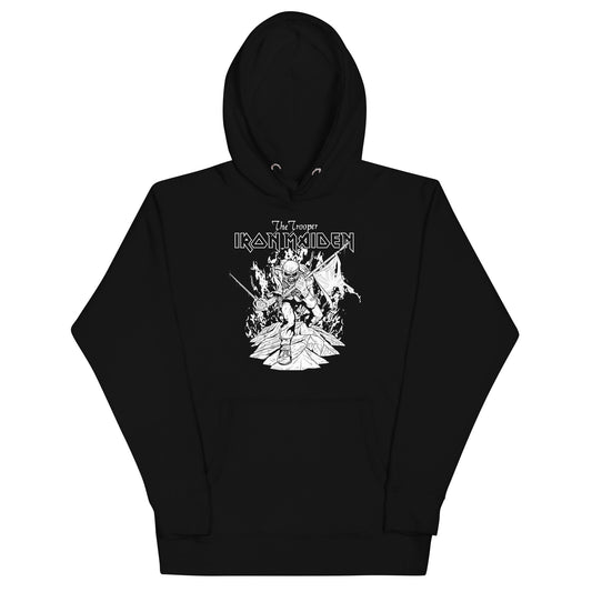 MerchMoment Iron Maiden - Trooper Black and White Hoodie [Apparel] Black