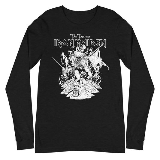 MERCHMOMENT Iron Maiden - Trooper Black and White Long Sleeve T-Shirt [Apparel] - Rock Band Apparel