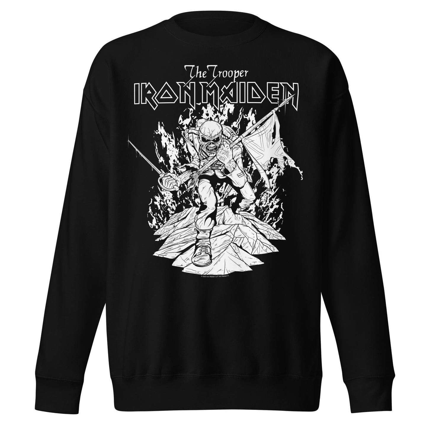 MERCHMOMENT Iron Maiden - Trooper Black and White Sweatshirt [Apparel] - Rock Band Apparel