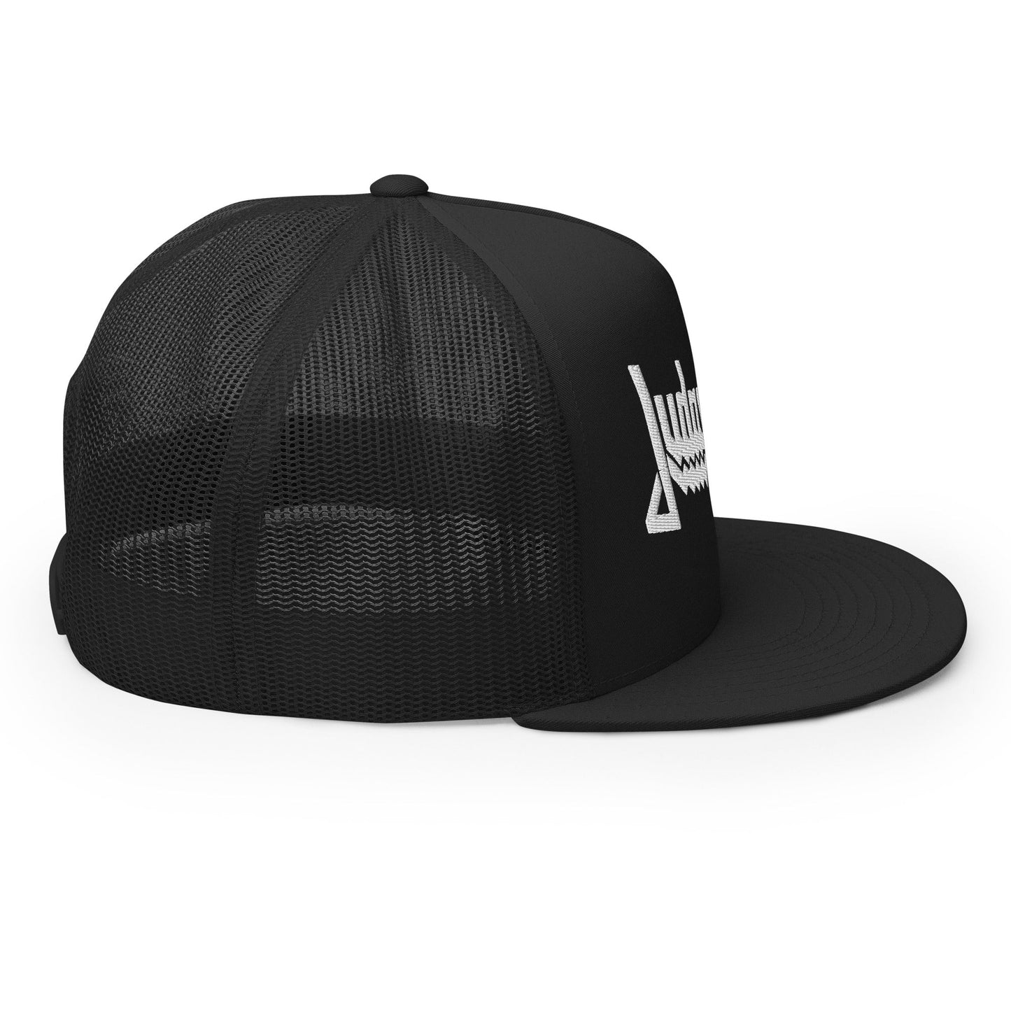 MERCHMOMENT Judas Priest Electric White Logo Embroidered Trucker Hat [Apparel] - Rock Band Apparel