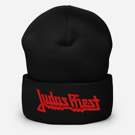 MERCHMOMENT Judas Priest Embroidered Logo Beanie [Hat] - Rock Band Apparel