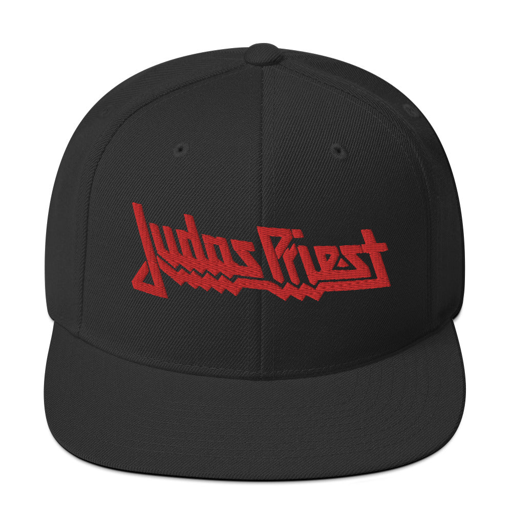 MERCHMOMENT Judas Priest Red Logo Embroidered Snapback Hat [Apparel] - Rock Band Apparel
