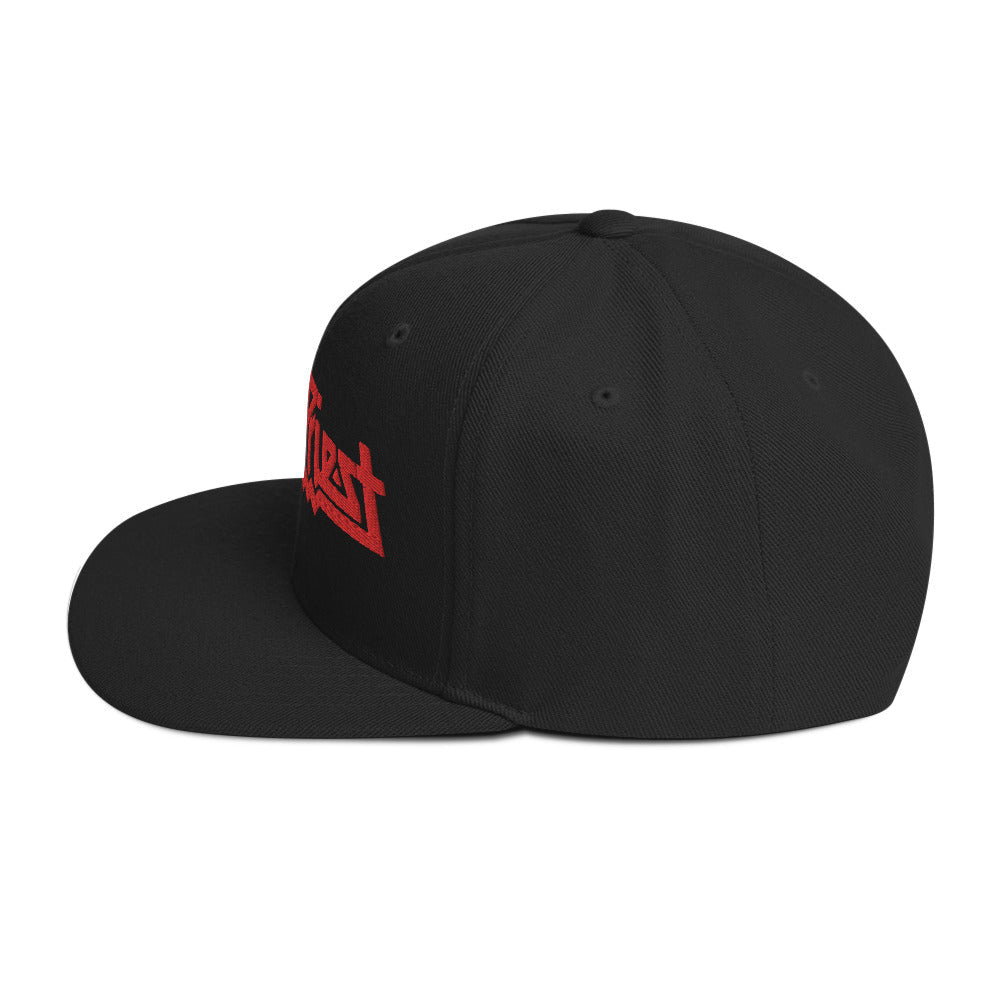 MERCHMOMENT Judas Priest Red Logo Embroidered Snapback Hat [Apparel] - Rock Band Apparel