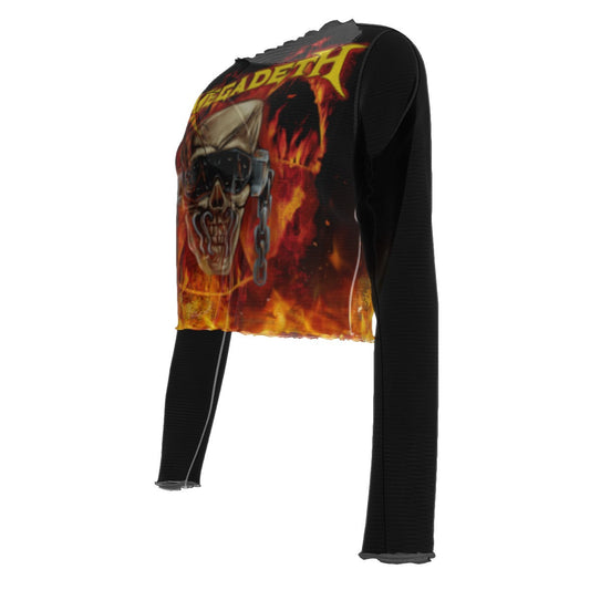 MerchMoment Megadeth Flaming Vic Women's Mesh Top [Apparel] As Shown