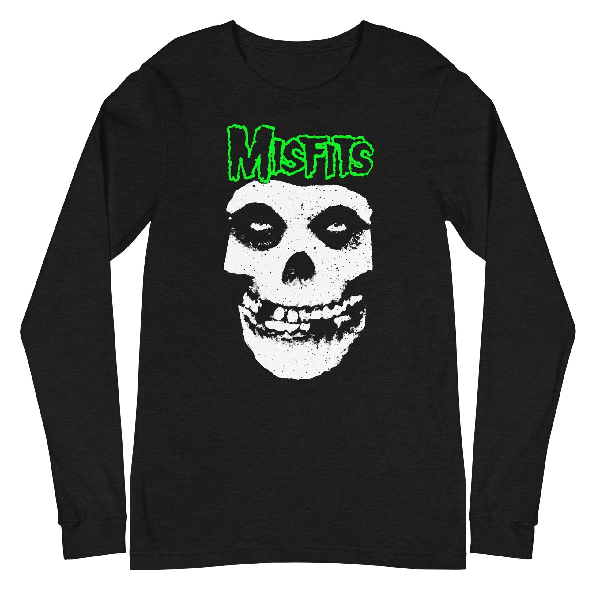 MerchMoment Misfits - Green Skull Long Sleeve T-Shirt [Apparel] Black