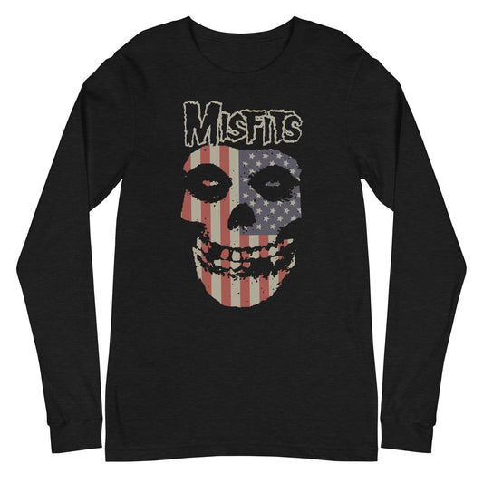 MERCHMOMENT Misfits - USA Skull Long Sleeve T-Shirt [Apparel] - Rock Band Apparel