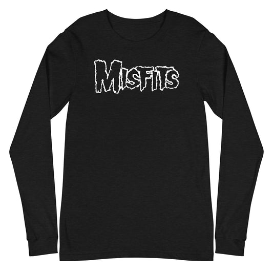 MerchMoment Misfits - White Drip Logo Long Sleeve T-Shirt [Apparel] Black