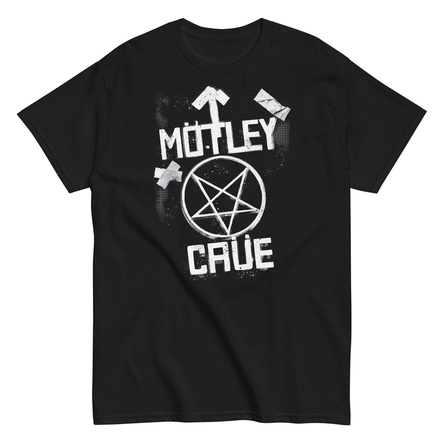 MERCHMOMENT Motley Crue - Black and White Logo T-Shirt [Apparel] - Rock Band Apparel