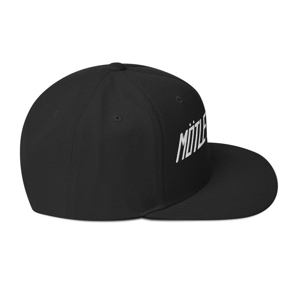 MERCHMOMENT Motley Crue Classic Logo Black Embroidered Snap Back Hat [Apparel] - Rock Band Apparel