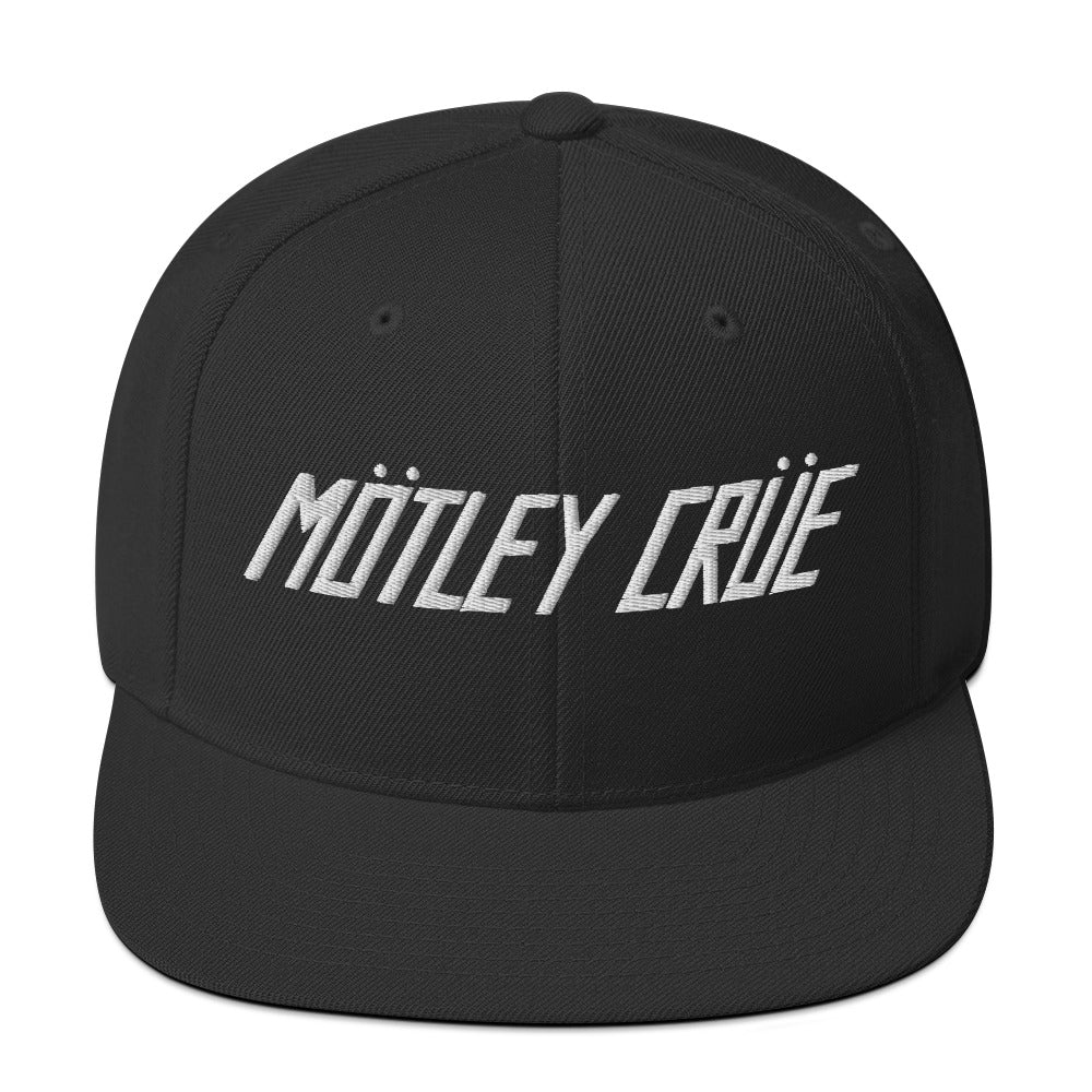 MERCHMOMENT Motley Crue Classic Logo Black Embroidered Snap Back Hat [Apparel] - Rock Band Apparel
