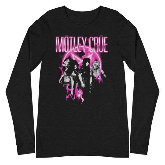 MERCHMOMENT Motley Crue - Neon Pink Long Sleeve T-Shirt [Apparel] - Rock Band Apparel