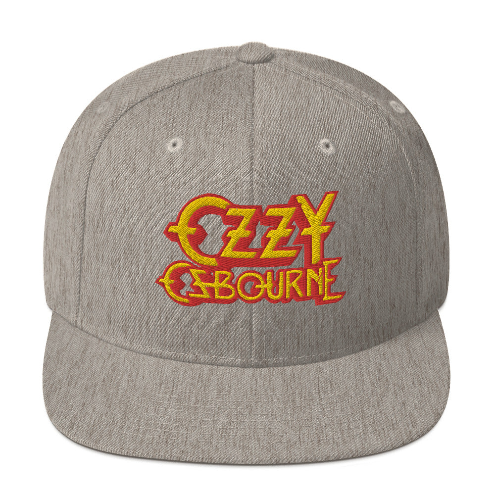 MERCHMOMENT Ozzy Osborne Grey Embroidered Snapback Hat [Apparel] - Rock Band Apparel