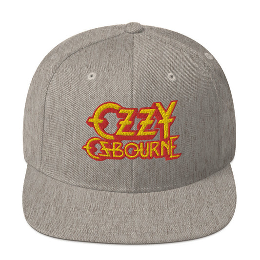 MERCHMOMENT Ozzy Osborne Grey Embroidered Snapback Hat [Apparel] - Rock Band Apparel