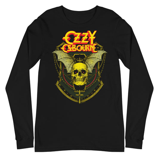 MerchMoment Ozzy Osbourne - Bat Skull Long Sleeve T-Shirt [Apparel] Black