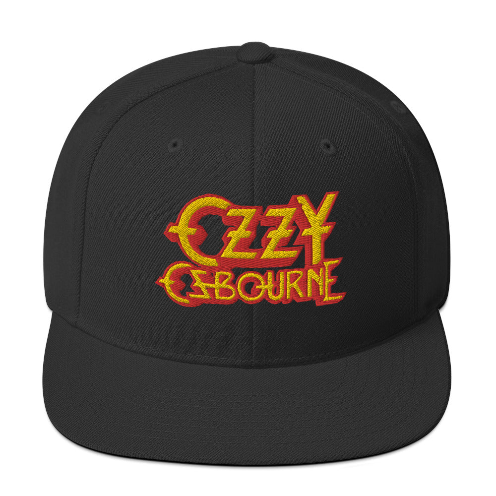 MERCHMOMENT Ozzy Osbourne Black Embroidered Snapback Hat [Apparel] - Rock Band Apparel