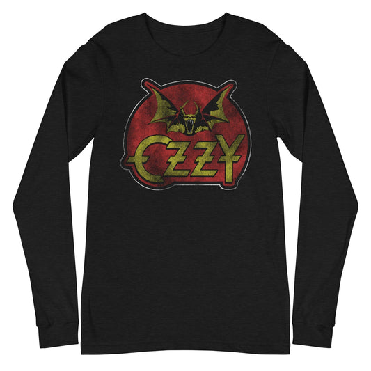 MerchMoment Ozzy Osbourne - Flaming Bat Long Sleeve T-Shirt [Apparel] Black