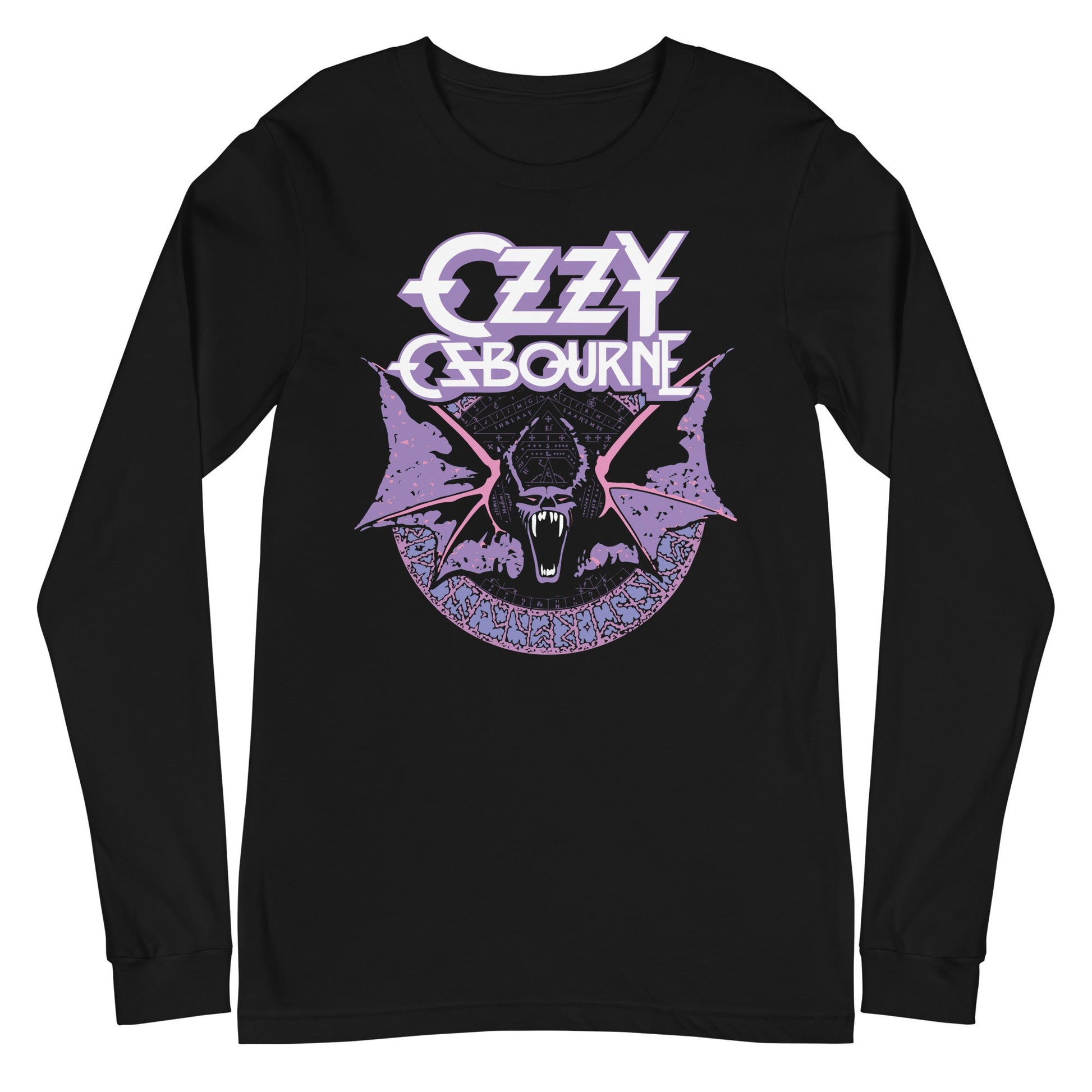 MerchMoment Ozzy Osbourne - Purple Bat Long Sleeve T-Shirt [Apparel] Black