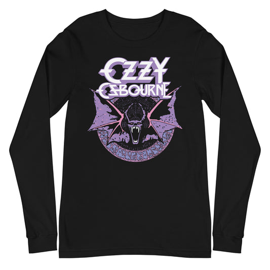 MerchMoment Ozzy Osbourne - Purple Bat Long Sleeve T-Shirt [Apparel] Black