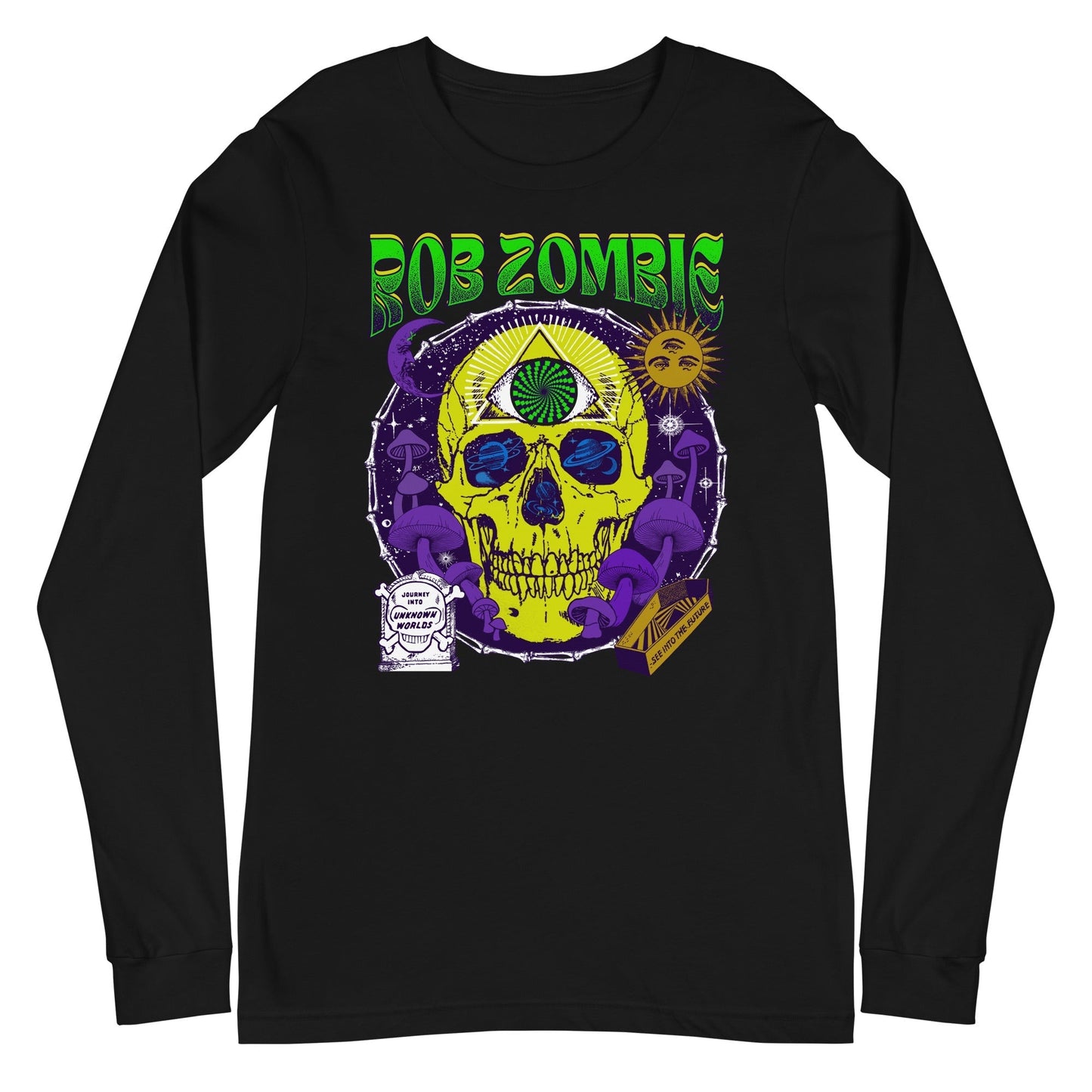 MERCHMOMENT Rob Zombie - Yellow Skull Long Sleeve T-Shirt [Apparel] - Rock Band Apparel