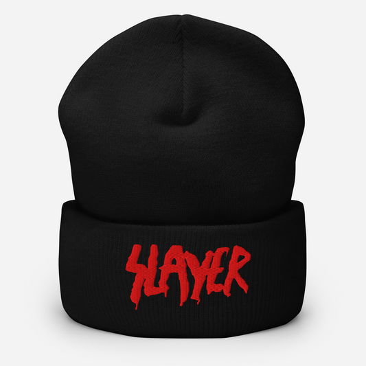 MERCHMOMENT Slayer Embroidered Beanie [Hat] - Rock Band Apparel