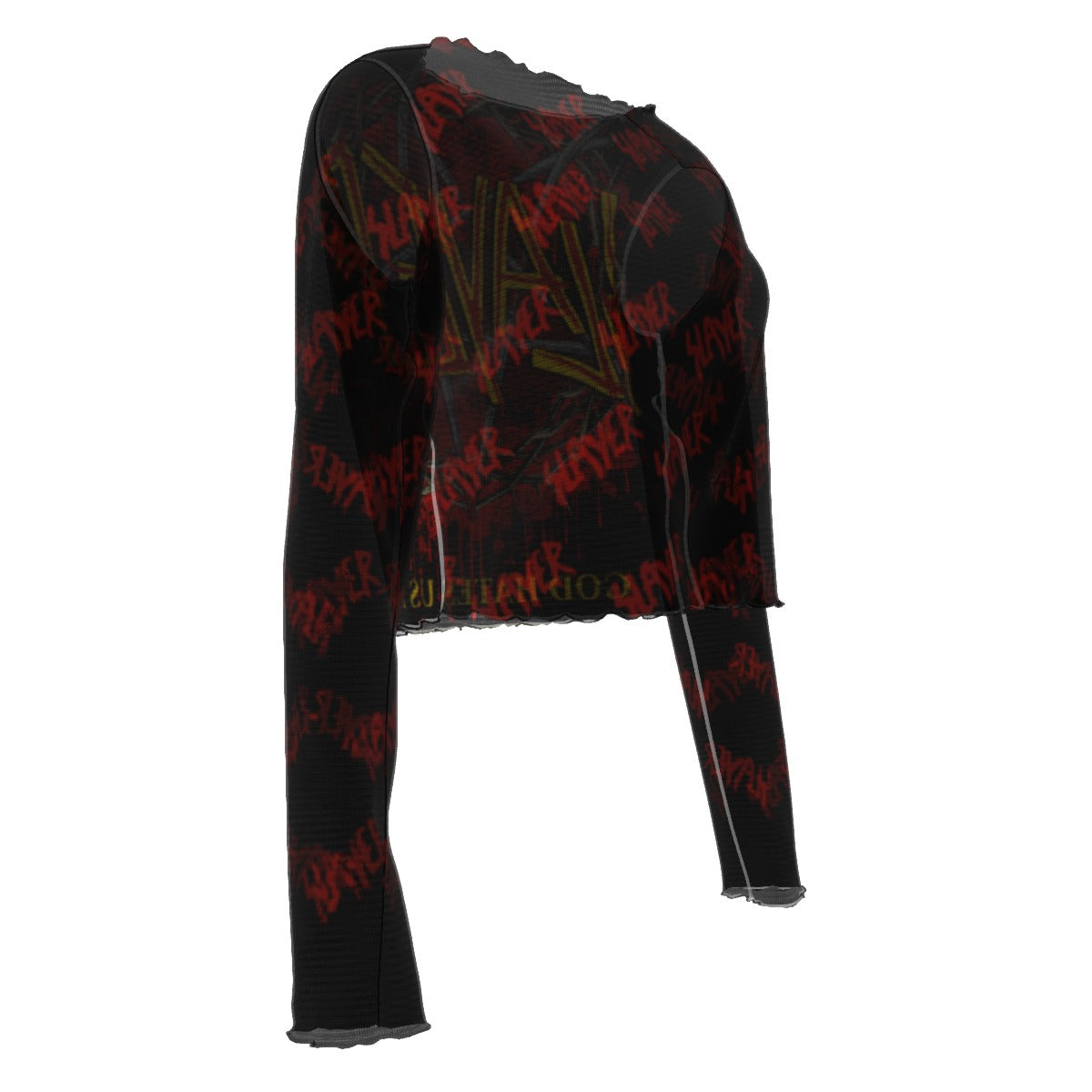 MERCHMOMENT Slayer Patterned Logo Women's Mesh Top [Apparel] - Rock Band Apparel