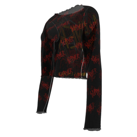 MERCHMOMENT Slayer Patterned Logo Women's Mesh Top [Apparel] - Rock Band Apparel